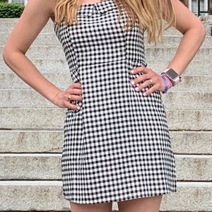 Gingham cotton mini dress